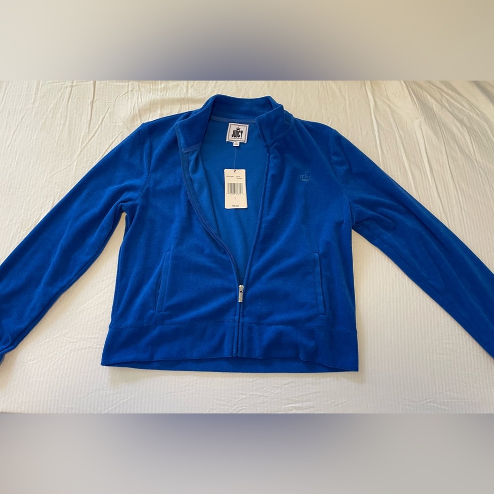 Juicy Couture cerulean blue Terry cloth track jacket